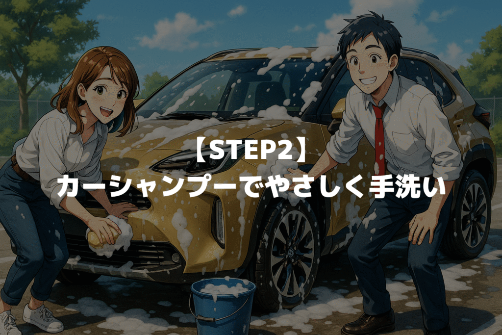 【STEP2】ヤリスクロスをカーシャンプーでやさしく手洗い